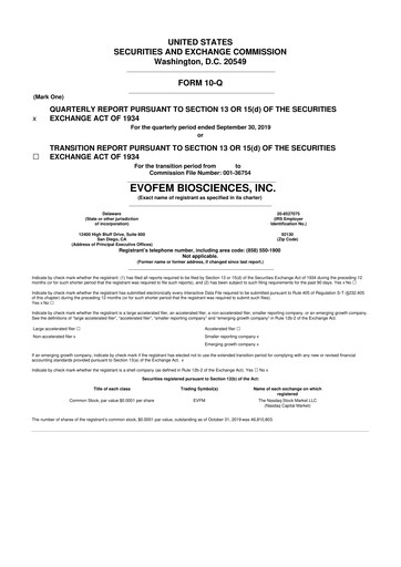 Thumbnail Evofem Biosciences
 10-Q Quarterly Report FY2019 