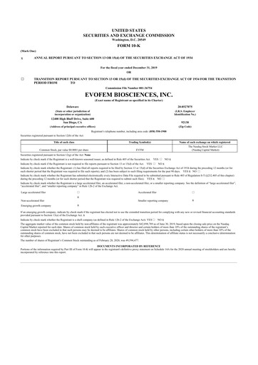 Vorschaubild Evofem Biosciences
 10-K Jahresbericht 2019