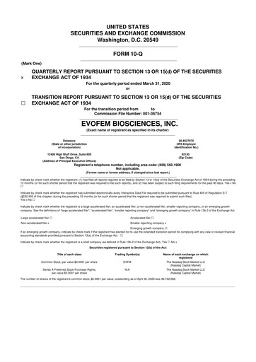 Thumbnail Evofem Biosciences
 10-Q Quarterly Report FY2020 