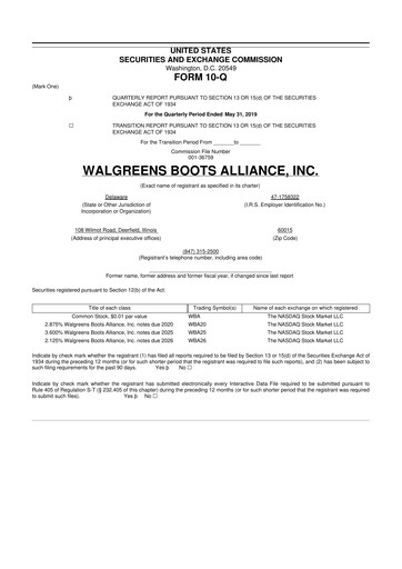 Thumbnail Walgreens Boots Alliance 10-Q Quarterly Report FY2019 