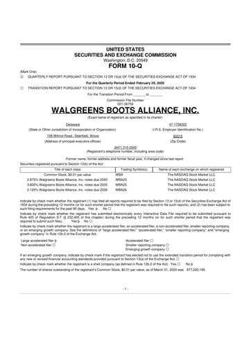 Thumbnail Walgreens Boots Alliance 10-Q Quarterly Report FY2020 