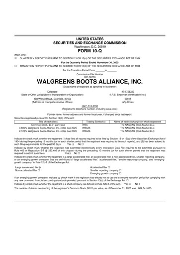 Thumbnail Walgreens Boots Alliance 10-Q Quarterly Report FY2021 