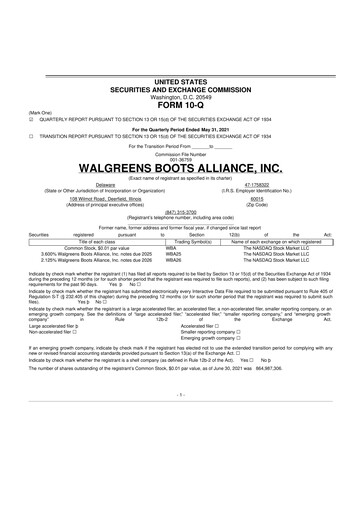Thumbnail Walgreens Boots Alliance 10-Q Quarterly Report FY2021 