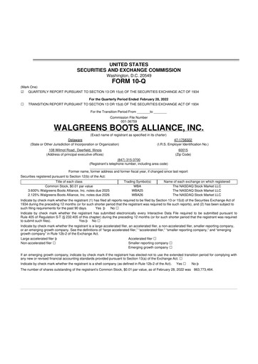 Thumbnail Walgreens Boots Alliance 10-Q Quarterly Report FY2022 