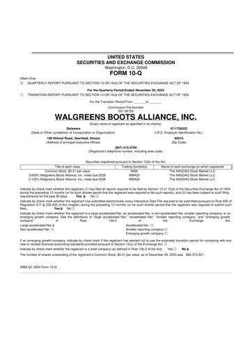 Thumbnail Walgreens Boots Alliance 10-Q Quarterly Report FY2024 