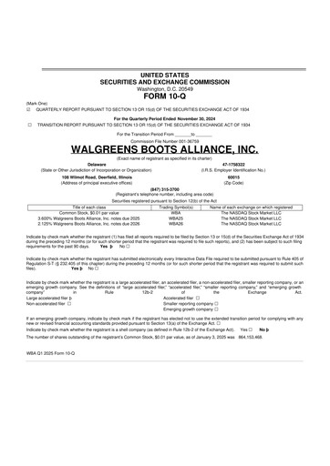 Thumbnail Walgreens Boots Alliance 10-Q Quarterly Report FY2025 