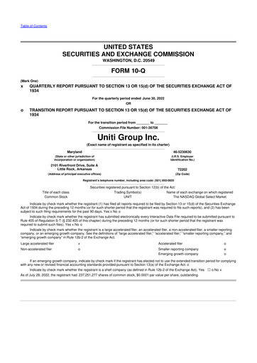 Thumbnail Uniti 10-Q Quarterly Report FY2022 