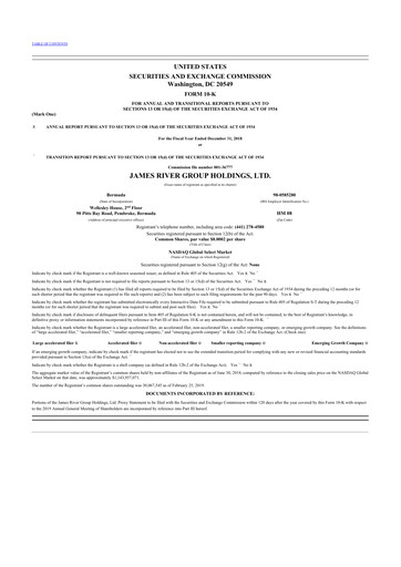 Miniature James River Group 10-K Rapport annuel 2018