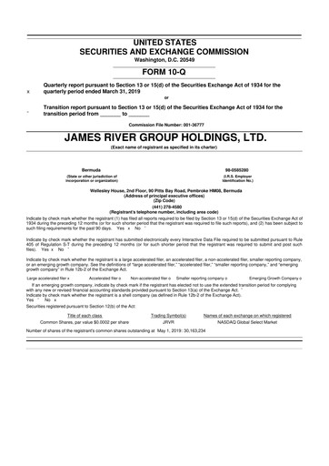 Thumbnail James River Group 10-Q Quarterly Report FY2019 