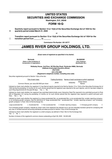 Thumbnail James River Group 10-Q Quarterly Report FY2020 