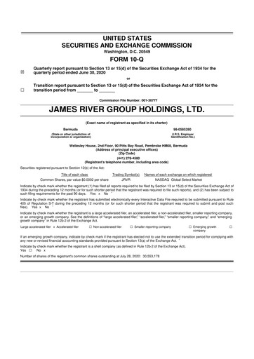 Thumbnail James River Group 10-Q Quarterly Report FY2020 