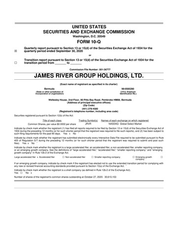 Thumbnail James River Group 10-Q Quarterly Report FY2020 