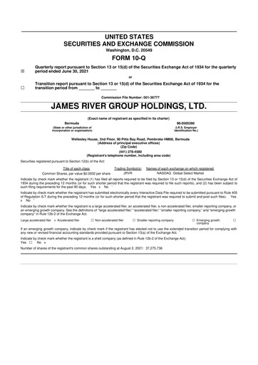 Thumbnail James River Group 10-Q Quarterly Report FY2021 