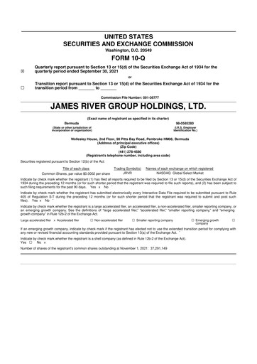 Thumbnail James River Group 10-Q Quarterly Report FY2021 