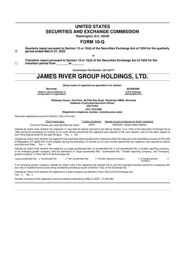 Thumbnail James River Group 10-Q Quarterly Report FY2022 