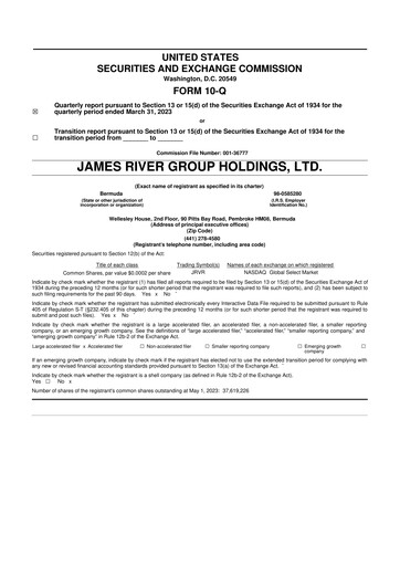 Thumbnail James River Group 10-Q Quarterly Report FY2023 