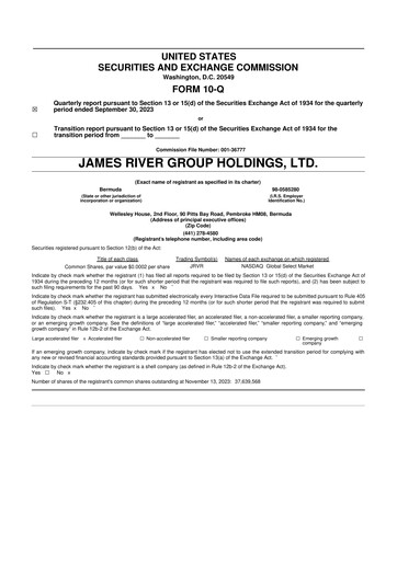 Thumbnail James River Group 10-Q Quarterly Report FY2023 
