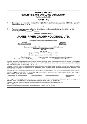Thumbnail James River Group 10-Q Quarterly Report FY2024 