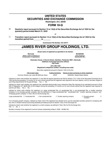 Thumbnail James River Group 10-Q Quarterly Report FY2025 