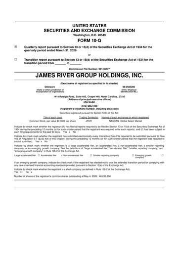 Thumbnail James River Group 10-Q Quarterly Report FY 