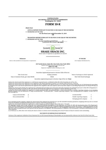 Thumbnail Shake Shack
 10-K Annual Report 2019