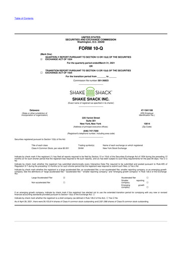 Thumbnail Shake Shack
 10-Q Quarterly Report FY2021 