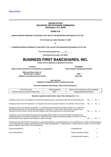 Vorschaubild Business First Bancshares 10-K Jahresbericht 2025