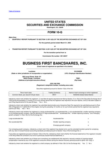Miniature Business First Bancshares 10-Q Rapport trimestriel 2026 