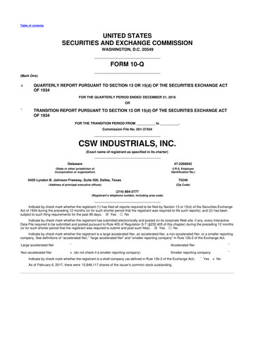 Thumbnail CSW Industrials
 10-Q Quarterly Report FY2017 