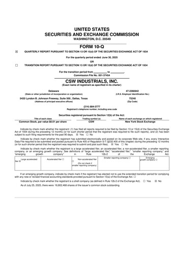 Thumbnail CSW Industrials
 10-Q Quarterly Report FY2026 