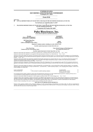Vorschaubild Pulse Biosciences
 10-K Jahresbericht 2017