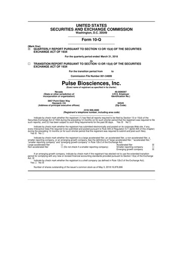 Thumbnail Pulse Biosciences
 10-Q Quarterly Report FY2018 