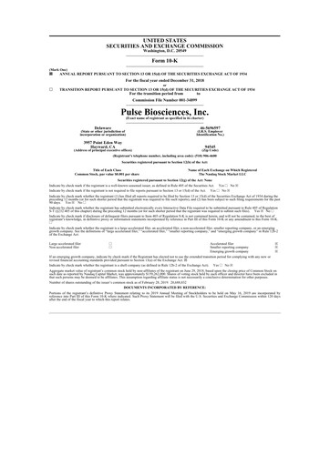 Vorschaubild Pulse Biosciences
 10-K Jahresbericht 2018