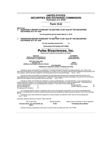 Thumbnail Pulse Biosciences
 10-Q Quarterly Report FY2019 