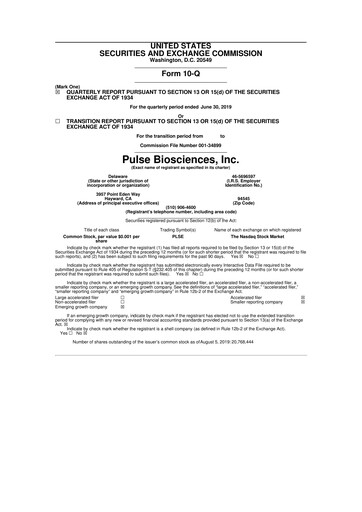 Thumbnail Pulse Biosciences
 10-Q Quarterly Report FY2019 