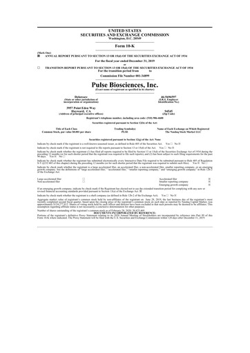 Vorschaubild Pulse Biosciences
 10-K Jahresbericht 2019