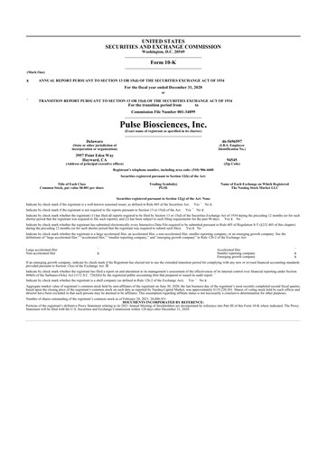 Vorschaubild Pulse Biosciences
 10-K Jahresbericht 2020