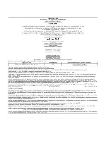 Vorschaubild Indivior PLC 20-F Jahresbericht 2023