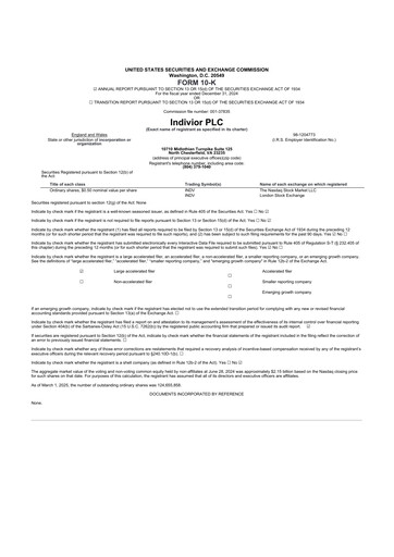 Vorschaubild Indivior PLC 10-K Jahresbericht 2024