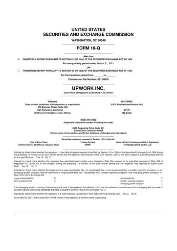 Thumbnail Upwork 10-Q Quarterly Report FY2021 