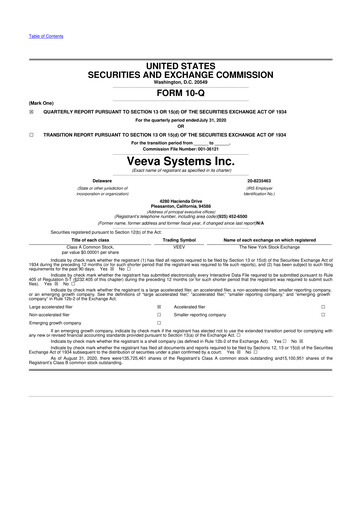 Vorschaubild Veeva Systems 10-Q Quartalsbericht 2021 