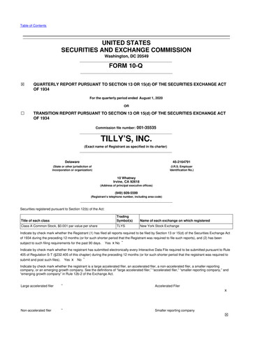 Thumbnail Tillys
 10-Q Quarterly Report FY2020 