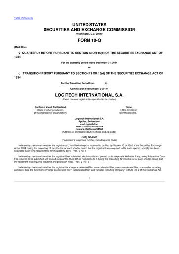 Thumbnail Logitech 10-Q Quarterly Report FY2015 