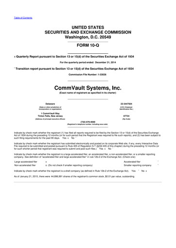 Thumbnail Commvault 10-Q Quarterly Report FY 