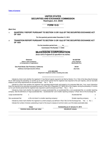 Thumbnail McKesson 10-Q Quarterly Report FY2015 