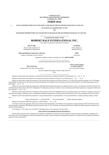 Thumbnail Robert Half 10-K Annual Report 2014