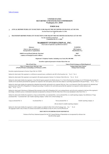 Thumbnail Marriott International 10-K Annual Report 2014