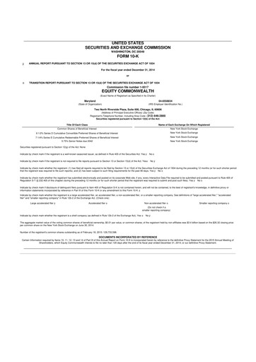 Thumbnail Equity Commonwealth 10-K Annual Report 2014