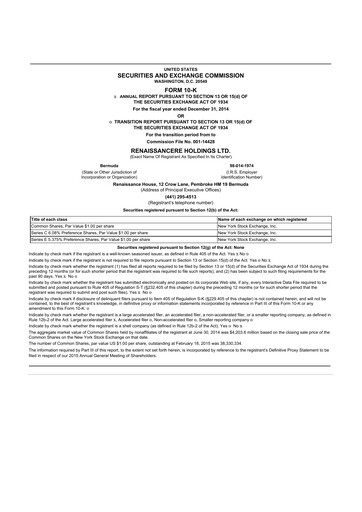 Thumbnail RenaissanceRe
 10-K Annual Report 2014