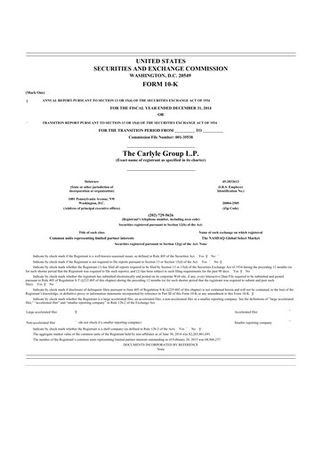 Thumbnail Carlyle Group 10-K Annual Report 2014